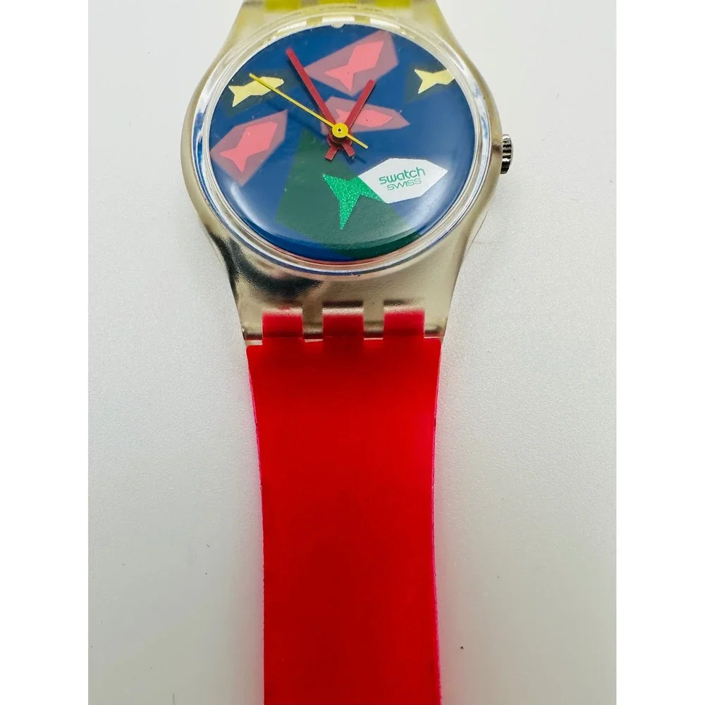 Vintage 1980s Swatch Aqua Dream Watch Multi Color Swiss Made GN105 *Not Working